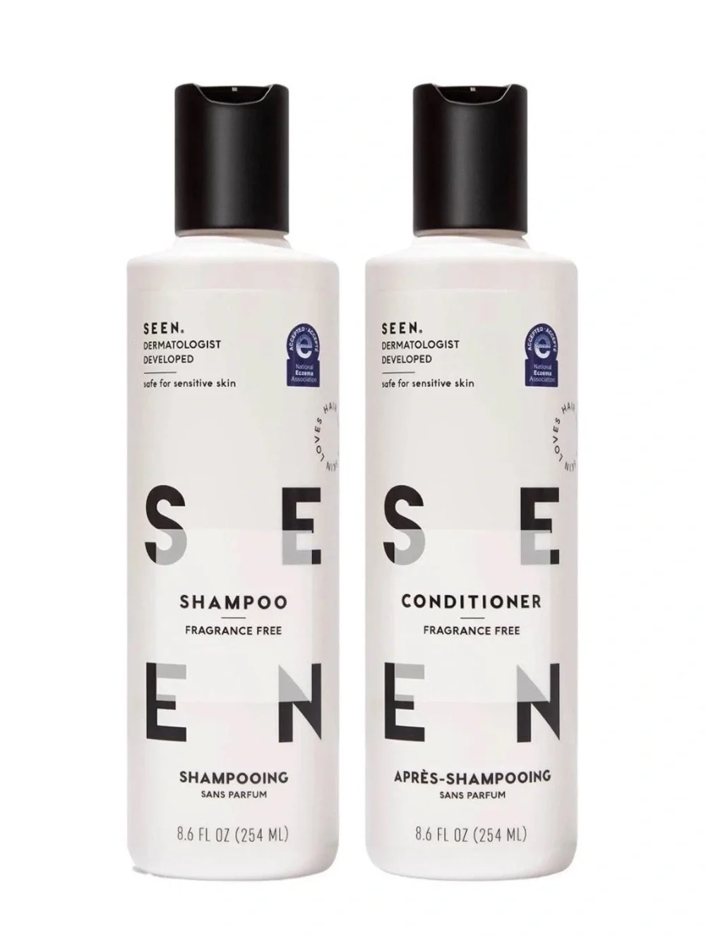SEEN Fragrance-Free Shampoo + Conditioner Set, 8.6 fl oz (254 mL) Each
